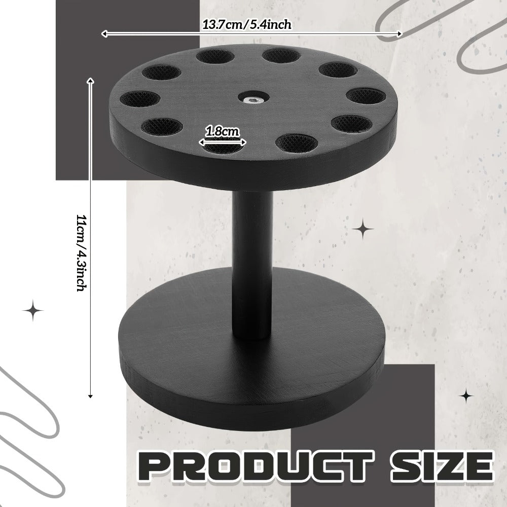 360° Rotating Scissor Holder Wooden Barber Shears Stand – 10-Slot Countertop Salon Hair Stylist Tool Organizer with 0.71" Holes for Barbershop, Grooming Station & Beauty Salon Storage