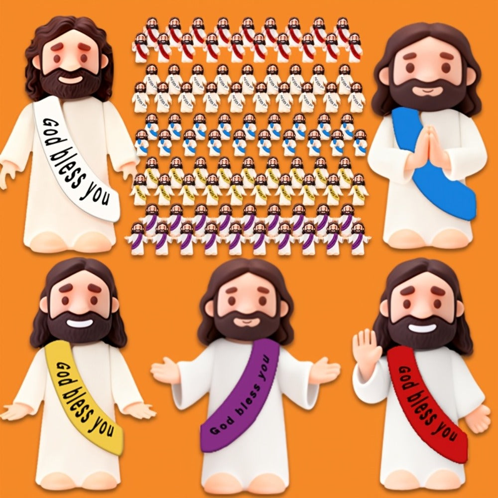 Bulk Mini Jesus Statue Set 50/100/150pcs – Religious Figurine Decorations 5 Assorted Colors, Vase Filler Home Decor Party Favors Christian Gift for Christmas Easter Thanksgiving Church Events