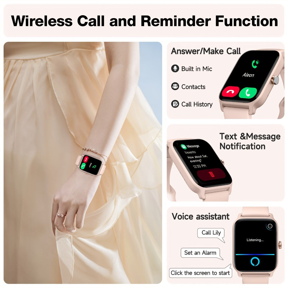 Smartwatch with Built-in Alexa FAWEIO 1.8" HD Touch Screen, Bluetooth Calling, 100+ Sport Modes, Fitness Tracker Heart Rate Sleep Monitor, Compatible with iPhone & Android – Smart Watch for Women Men 14 Colors