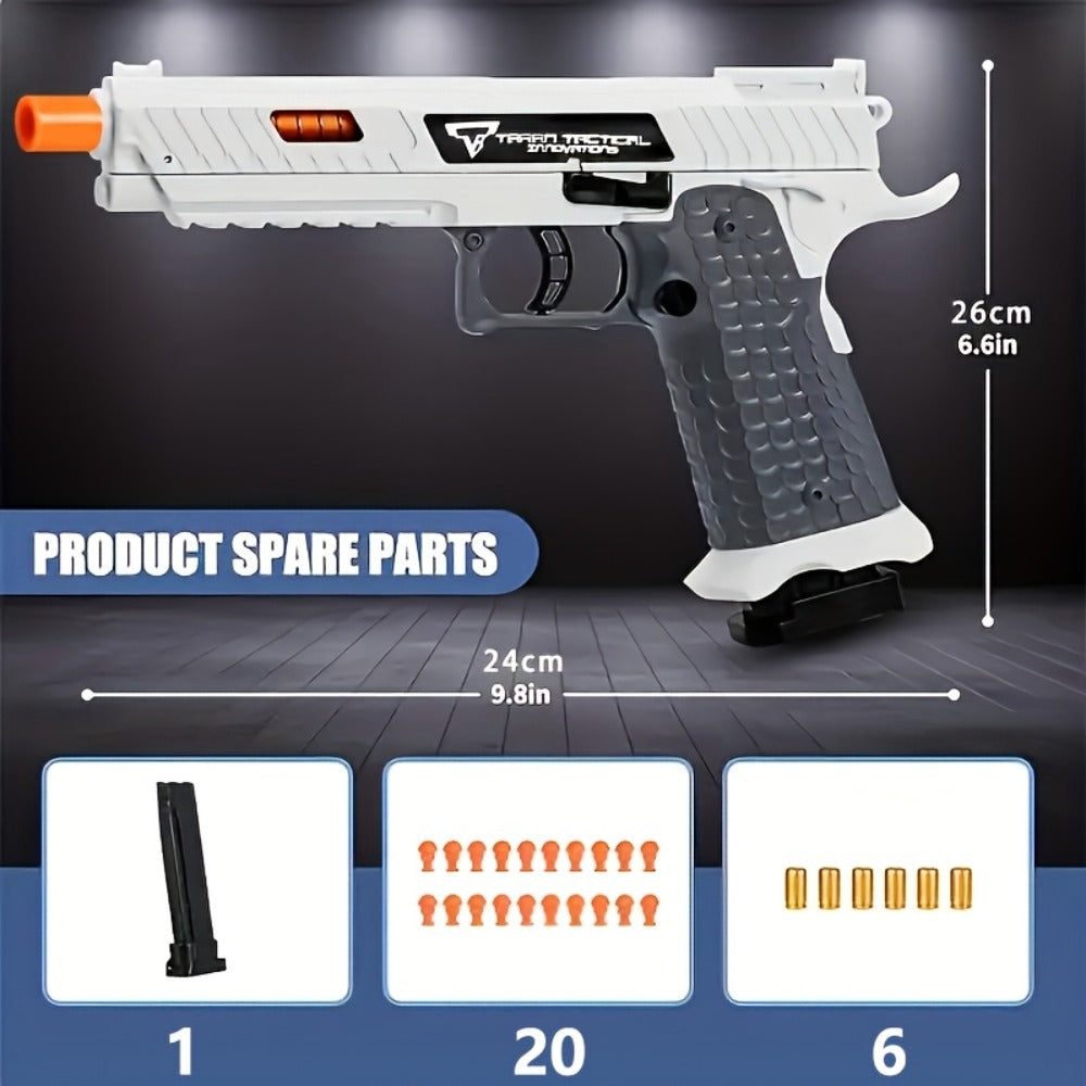 2011 Battle Master Semi-Auto Soft Bullet Toy Gun with Shell Ejecting – 1 Magazine, 20 Simulation Bullets, ABS Safe Plastic, Combat Role Play Pistol for Boys, Birthday Gift for Kids Ages 6+