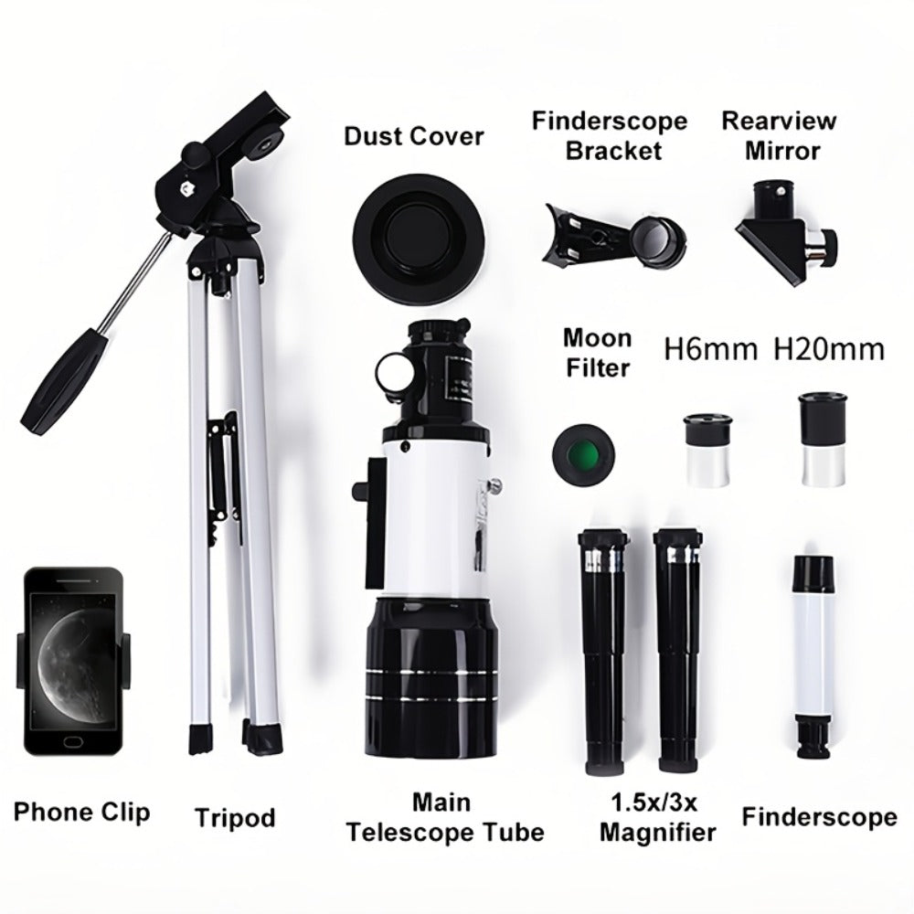 Astronomical Telescope 150x Magnification 70mm Aperture with Tripod Phone Adapter for Moon Star Night Sky Viewing Outdoor Nature Observation Portable Educational STEM Gift for Kids Adults Space Science