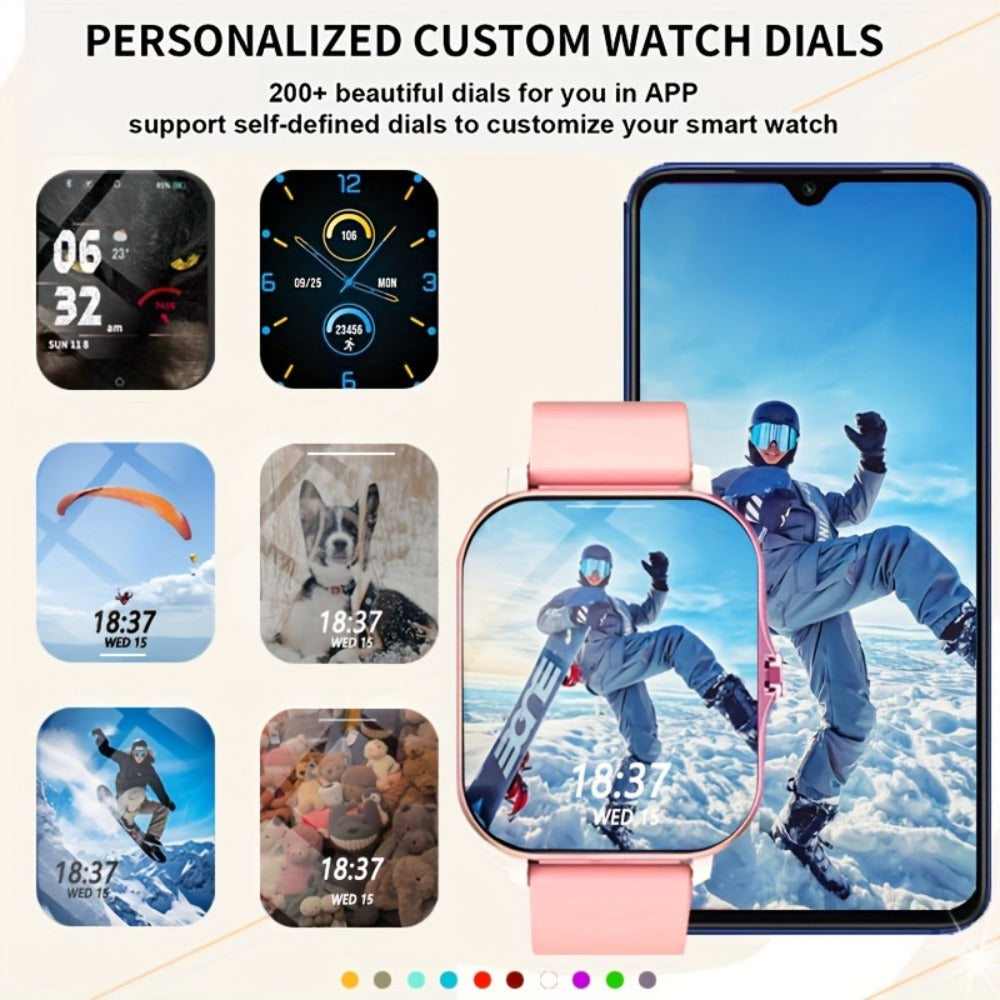 Smartwatch for Men Women with Bluetooth Calling, 1.83" Full Touch Screen Large Dial, Weather Notification, Sports Tracker & Pedometer, Multiple Sport Modes, USB Rechargeable – Unisex Gift Smart Watch Gold Silver Black