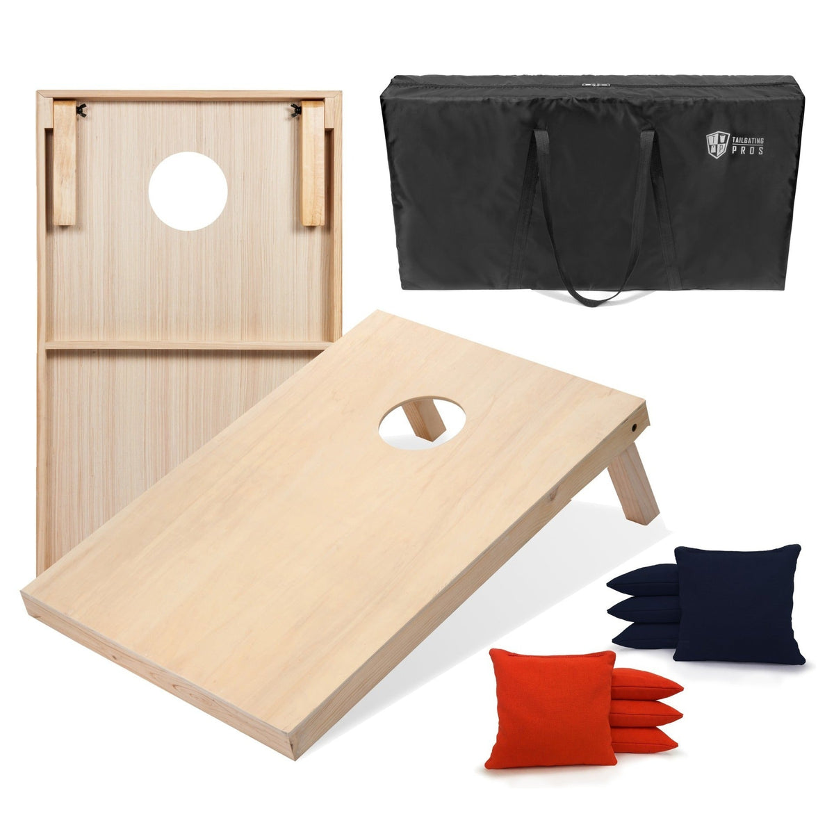 Regulation Cornhole Board Set 4x2 Solid Wood ACA Standard with 8 Bean Bags Carrying Case Tote Outdoor Yard Tailgate Party Game 13 Color Options