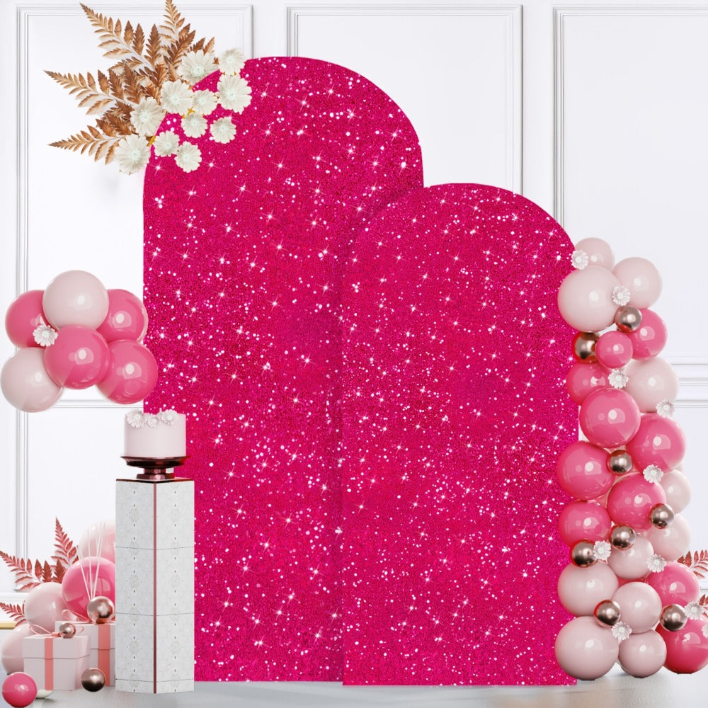 Glitter Sequin Arch Cover 2 Set 6Ft & 7.2Ft Metallic Spandex Payette Panel Wedding Arch Backdrop Cover for Wedding Ceremony, Birthday Party, Bridal Shower & Event Decoration