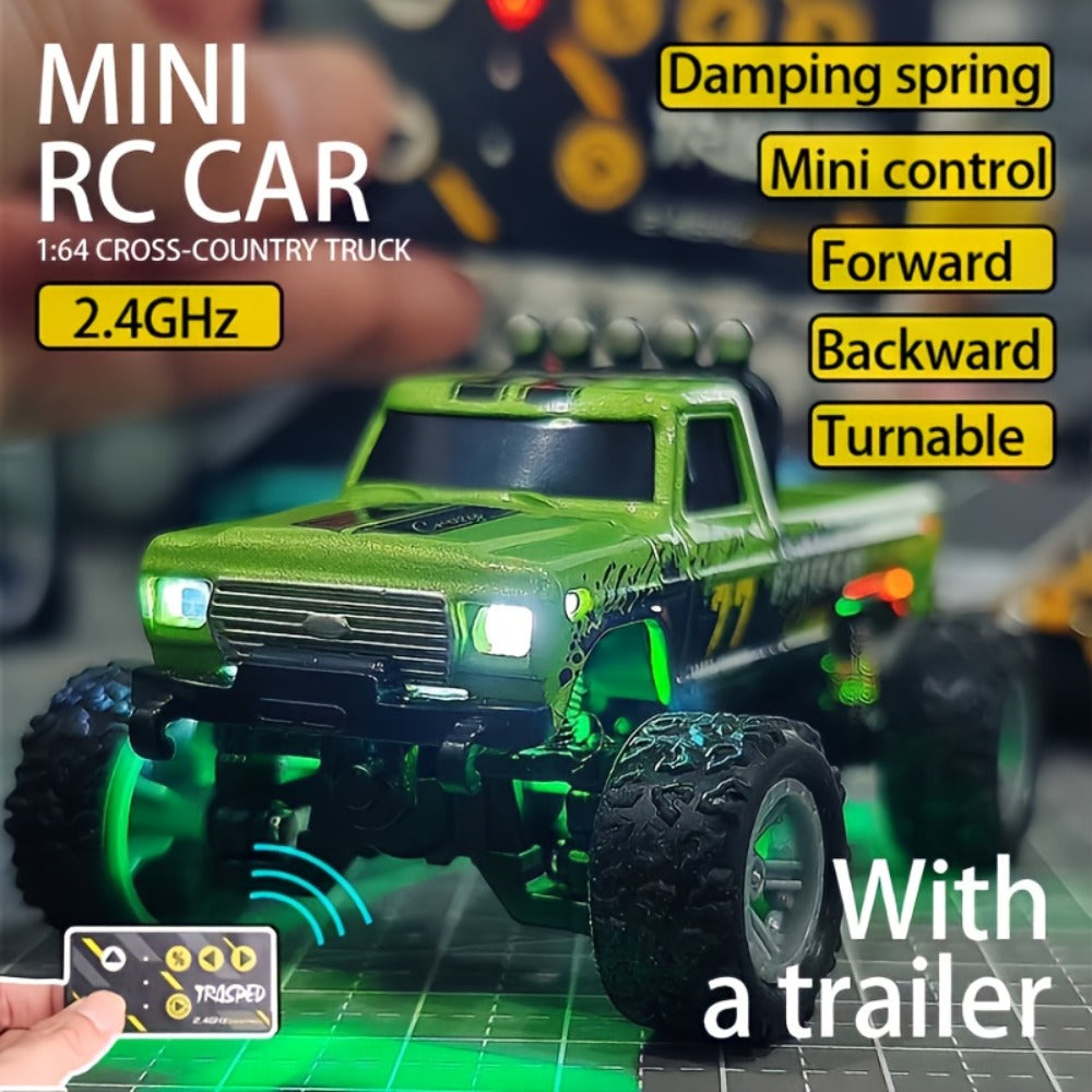 1:64 Scale Mini RC Off-Road Truck with Shock Absorbers, Alloy Body
