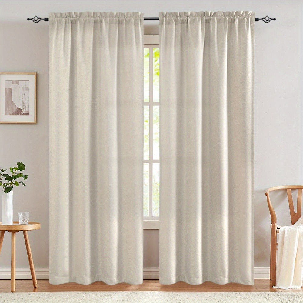 Blackout Curtains 80% Light Blocking – 2 Panels Thermal Insulated Linen Textured Rod Pocket Window Drapes for Bedroom, Living Room & Kitchen Privacy