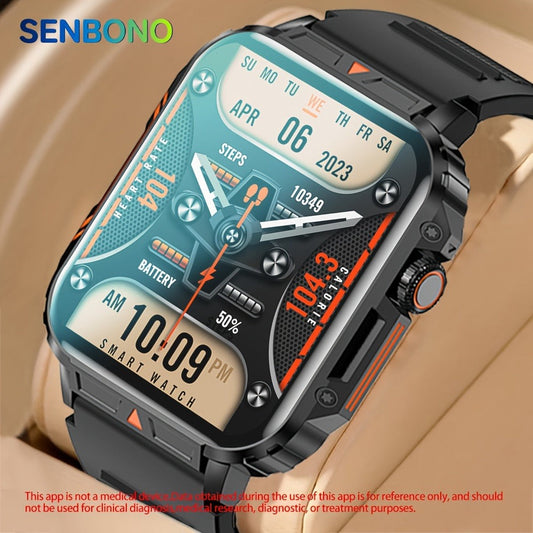 Smartwatch for Men with Bluetooth Calling SENBONO BT8959T5, 1.95" Large Display, 100+ Sport Modes, 340mAh Long Battery, Multiple Watch Faces, Bluetooth 5.2, FitCloudPro App – Black Smart Watch for iOS Android