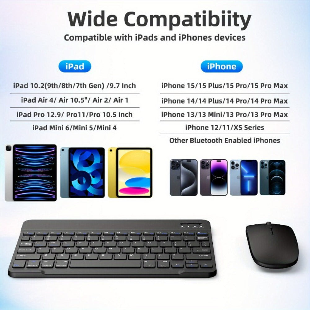 Wireless Keyboard and Mouse Combo with Mouse Pad – Silent 2.4G USB Ergonomic Full Size Keyboard Mouse Set for PC Laptop Mac Desktop | Blue White Pink Black | Home Office Work Setup