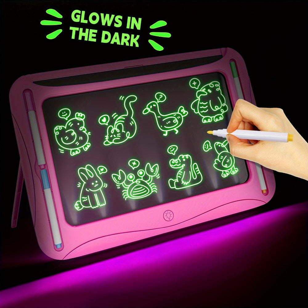 LED Light Up Drawing Board for Kids with 9 Double-Sided Tracing Cards & 6 Markers – Travel Doodle Board, 6 Colors