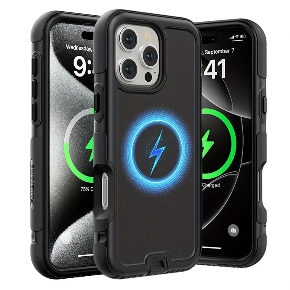 3-Layer Warrior Armor iPhone Case Full Body Shockproof Drop Protection Soft Lining Built-In Dust Plug for iPhone 17 Pro Max 17 Pro 17 Plus 17 16 Pro Max 16 Pro 16 Plus 16 15 Pro Max 15 Pro 15 Plus 15 14 Pro Max 14 Pro 14 Plus 14