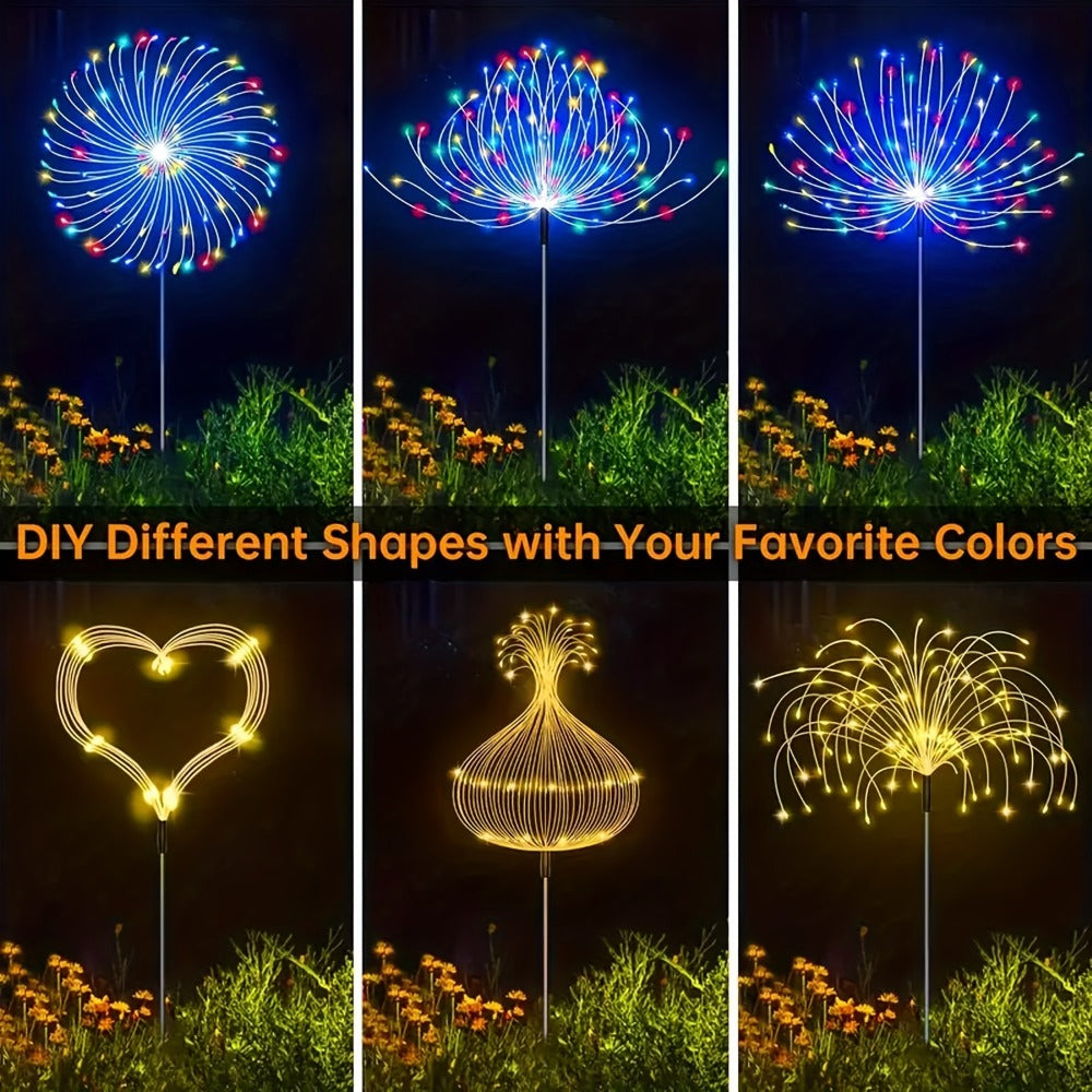 Solar Garden Lights Outdoor Waterproof IP65 – Fireworks Fairy Lights 8 Modes Multi-Color Solar Powered Landscape Decoration for Garden Balcony Pathway Lawn Christmas Holiday 240 320 LED 4 Pack