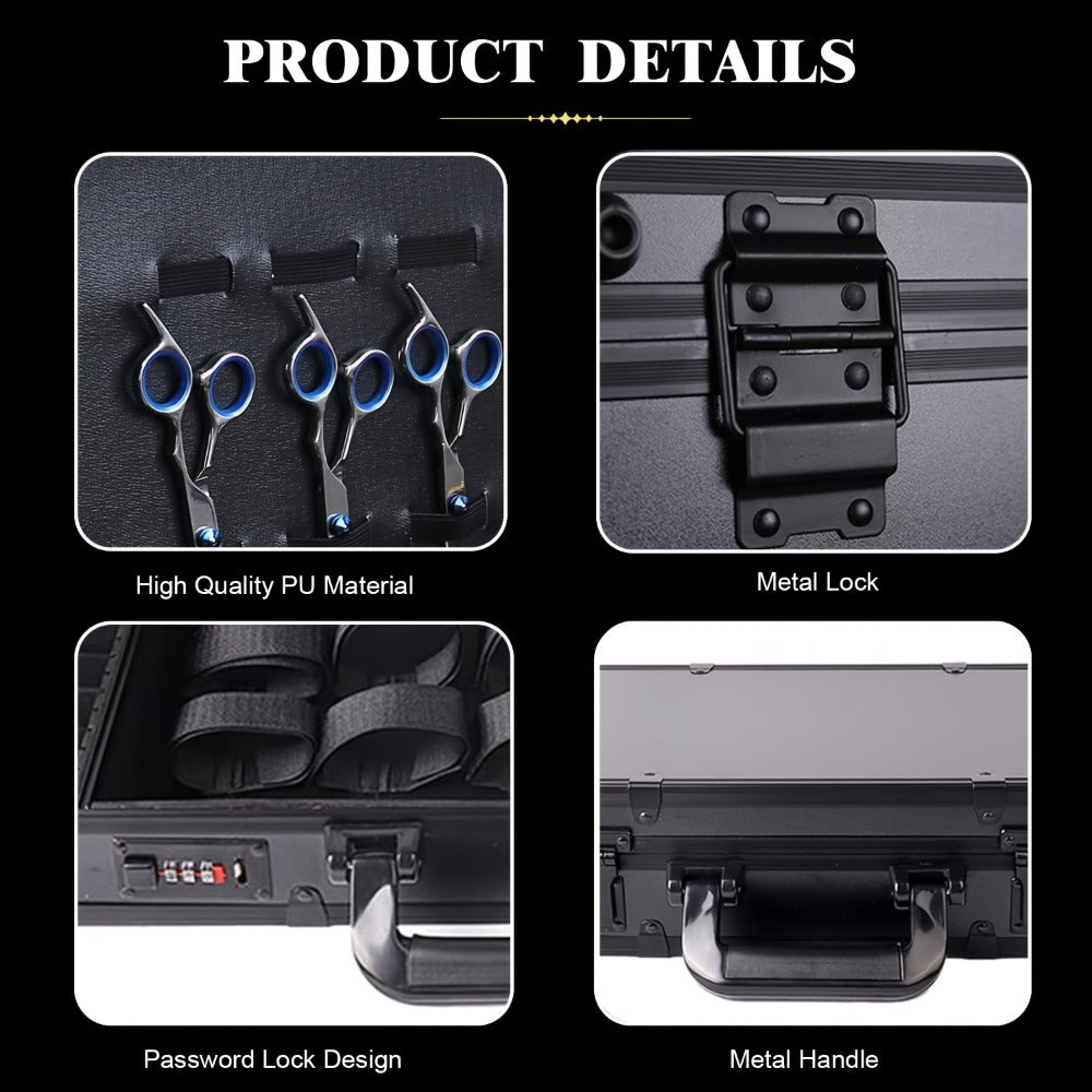 Professional Barber Bag Travel Case for Hair Stylists & Barbers — Portable Tool Carrying Case for Clippers, Scissors & Grooming Kit, Spacious Durable Mobile Barber Station Organizer, Black & Golden