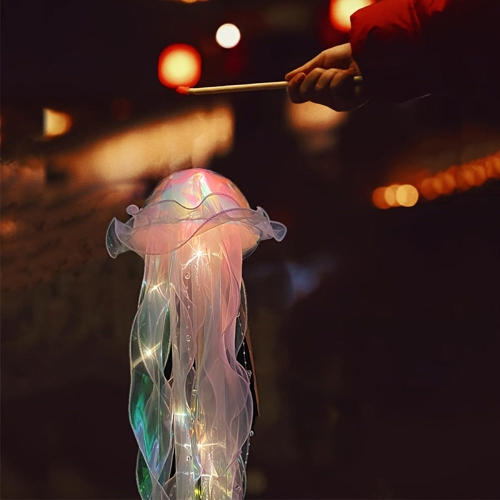 Jellyfish Lantern Party Decorations 5 Pack – Colorful Translucent Ribbon Hanging Lights for Halloween Christmas Wedding Birthday, Indoor Outdoor Festive Event Decor (Crystal Ribbon / Set)