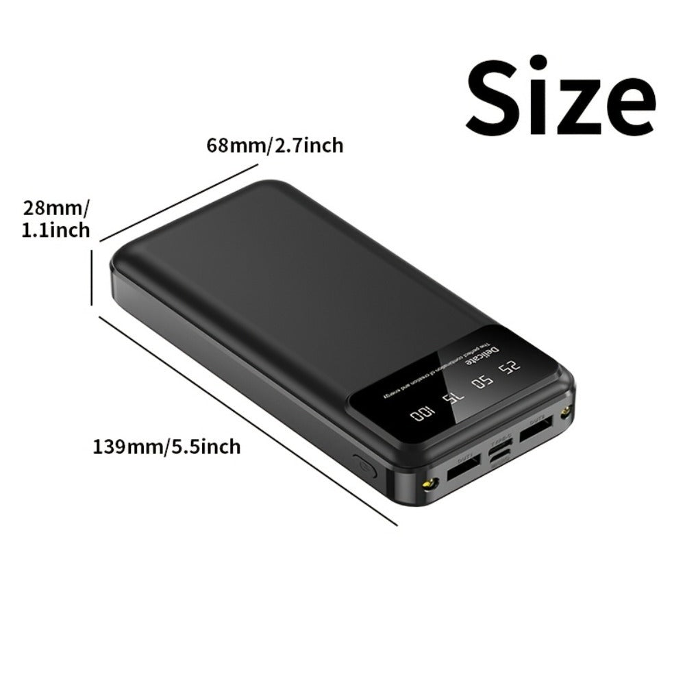 65000mAh Portable Power Bank with LED Display USB Charger for iPhone 17 16 15 14 13 12 11 XS Android Phones Tablets – High Capacity Emergency Backup Battery Pack for Travel Outdoor Camping