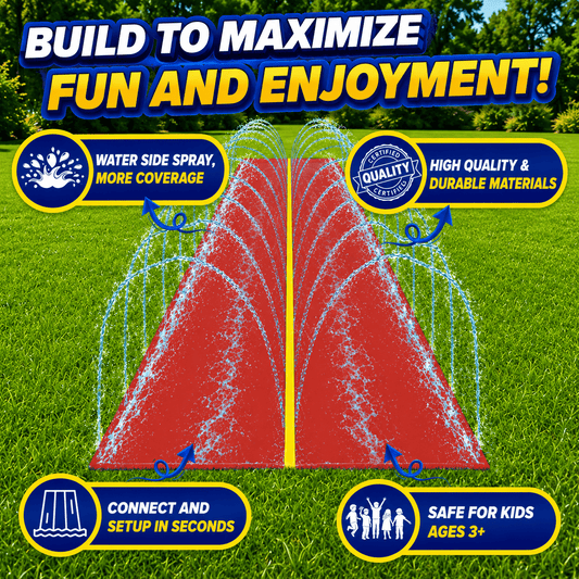 Kids Water Slide, 18 x 5 ft Dual-Lane Slip and Slide with Zigzag Sprinkler