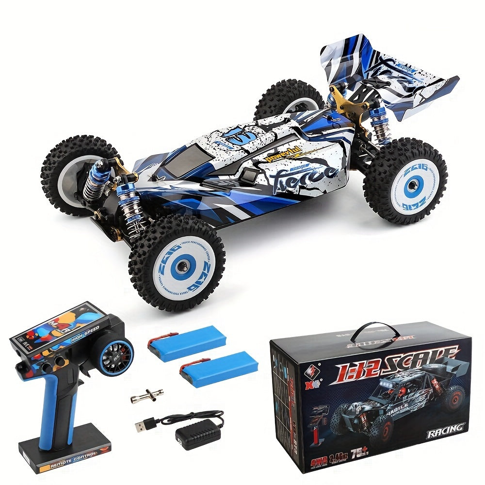 Wltoys 124017 Brushless 4WD RC Car, 75 KM/H Off-Road Drift Racer with 2 Batteries