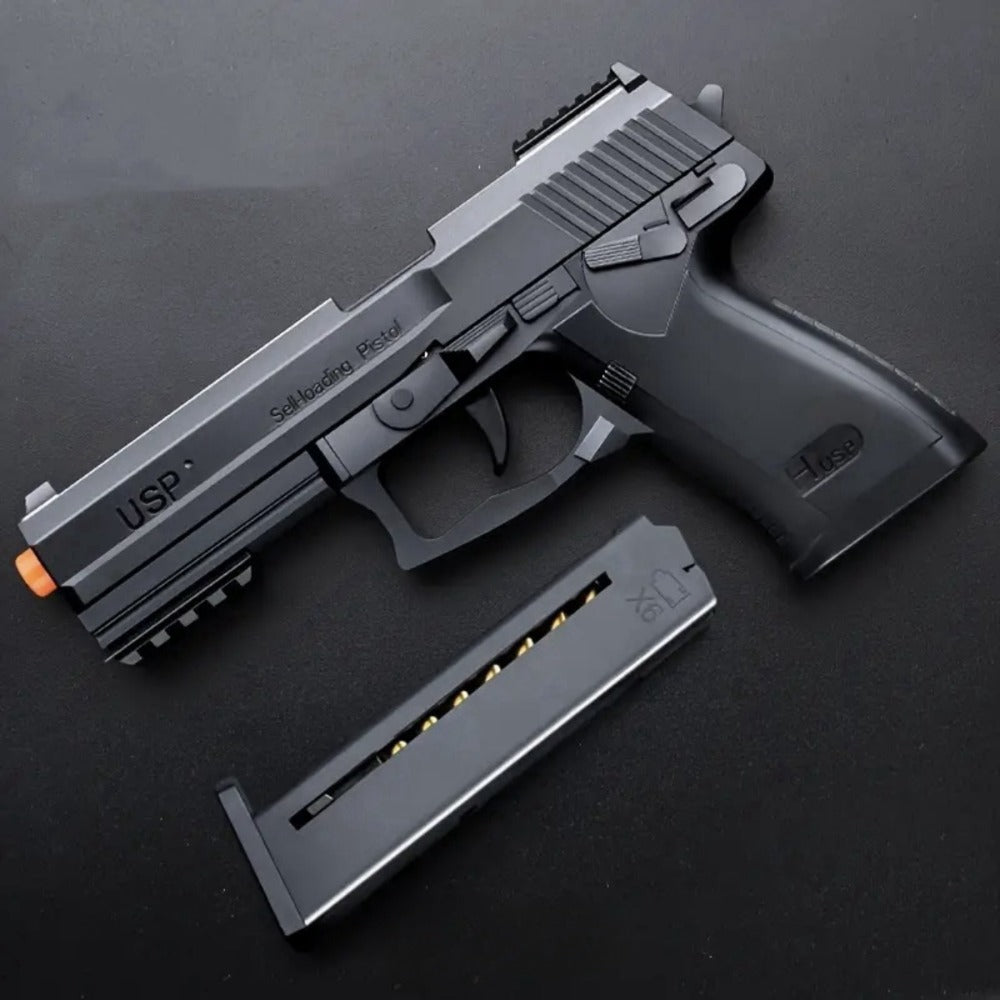 USP Soft Clip Toy Gun Pistol with Continuous Shooting – 100 Bullets & 2 Magazines Rapid Fire Foam Blaster for Kids Boys Girls Ages 6+, Outdoor Shooting Game Halloween Thanksgiving Christmas Birthday Gift