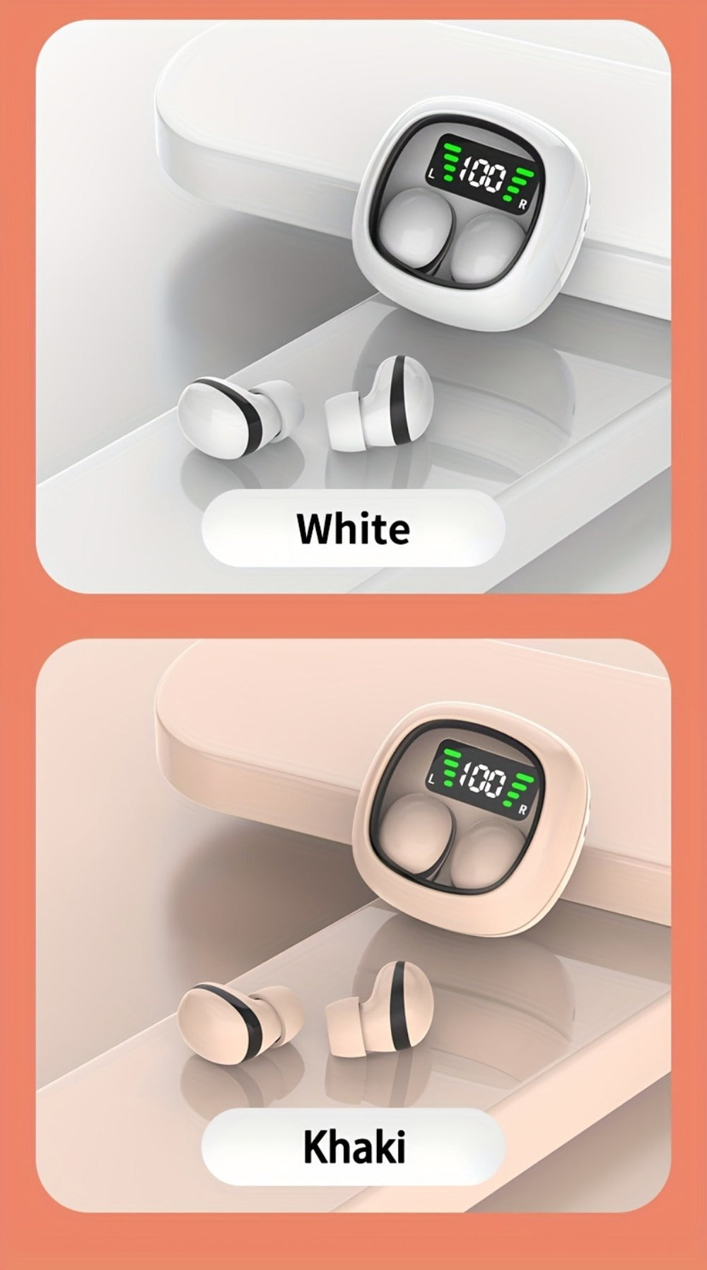 HiFi Touch Control Wireless Earbuds, Ultra-Small In-Ear Headphones with LED Charging Case & Built-In Mic, Stereo Sound, Fitness Running Sleep Work Travel Earphones Compatible with iOS & Android