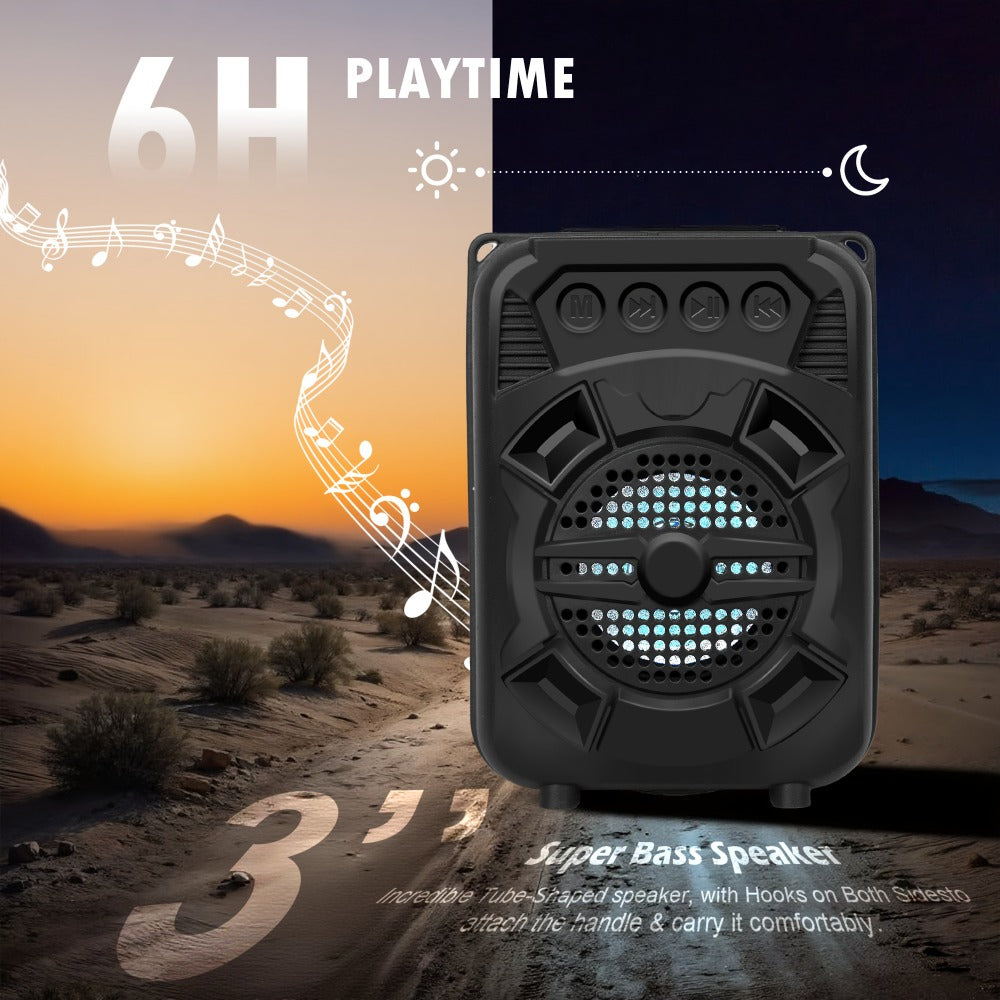 LED Light Portable Wireless Bluetooth Speaker Extra Bass Stereo Sound 10 Hours Playtime Compact Speaker for Shower Outdoor Beach Home Party Compatible with Smartphones Tablets Gifts for Men Women