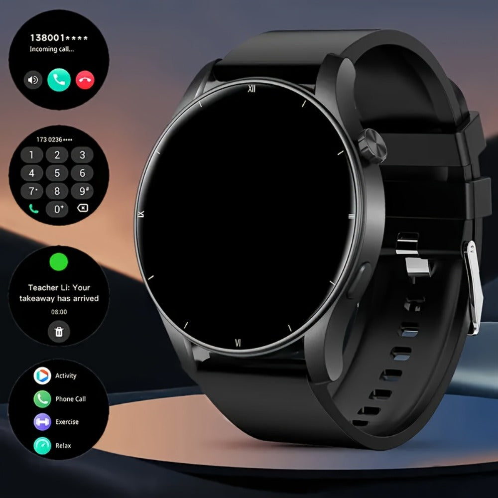 OLED Smartwatch 2.01 Inch Round Screen 95% Screen Ratio Fitness Tracker Running Cycling Walking Step Counter Music Control 300mAh Battery Lightweight Silicone Band Men Women 7 Styles Black Gray 2026