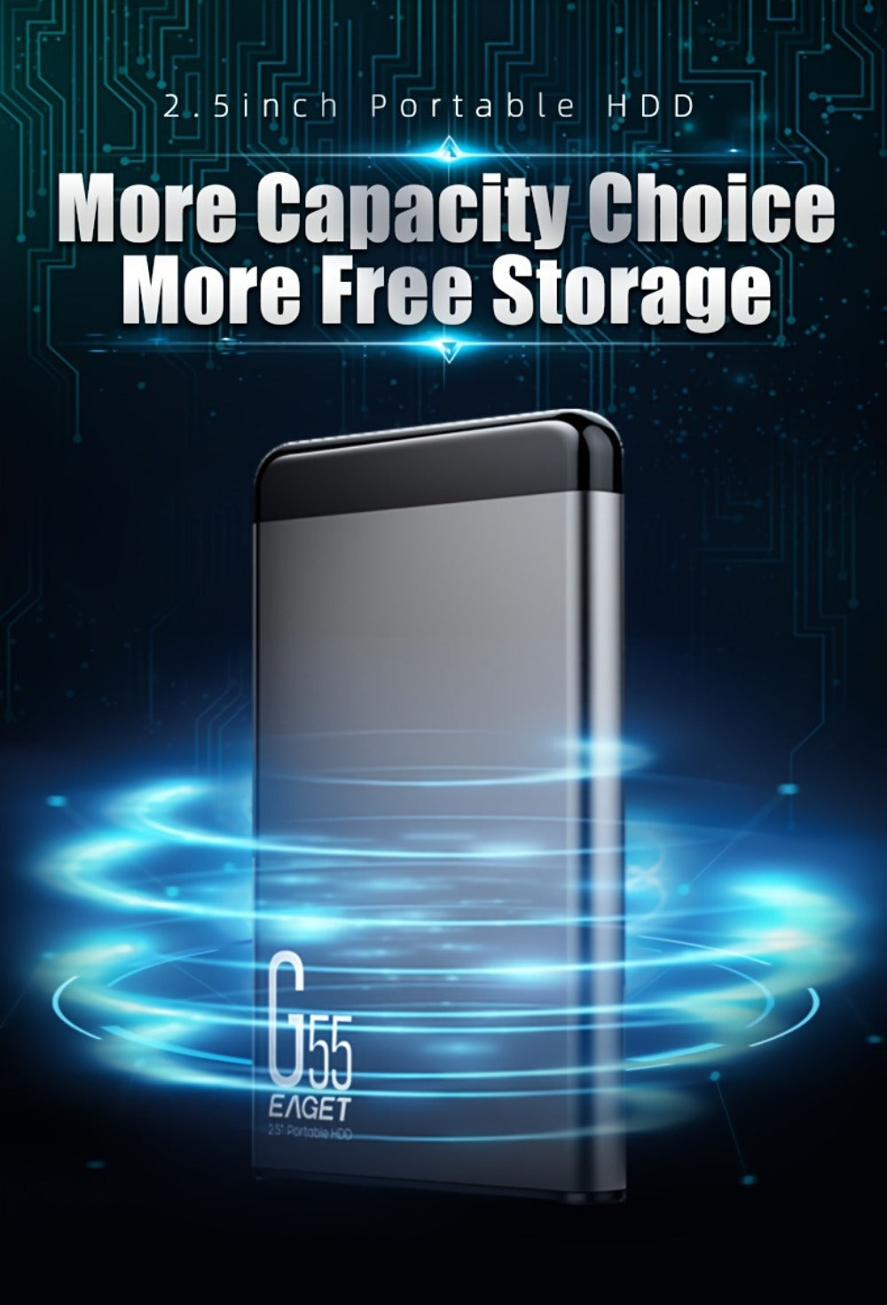 500GB Portable External Hard Drive USB 3.0 Metal Enclosure HDD High-Speed Mobile Backup Storage Plug & Play for PC Mac MacBook PS4 PS5 Xbox Smart TV – EAGET G55 Compact Durable Design