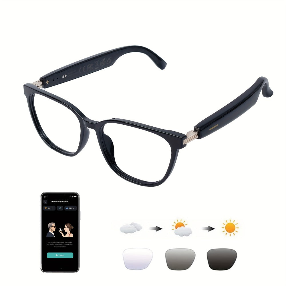 AI Smart Glasses with Real-Time Translation for 160+ Languages, ChatGPT Voice Assistant, HD Calls & Hi-Fi Music – Open-Ear Audio Glasses for Men & Women