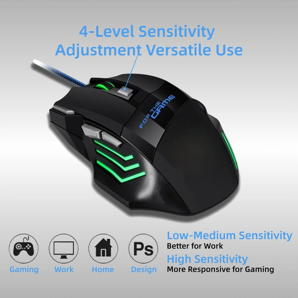 Programmable RGB Gaming Mouse Wired Ergonomic Pro-Grade with Turbo Click Multi-Mode DPI Sensitivity Dynamic RGB Lighting Forward Back Buttons USB Plug & Play for PC Laptop Mac Multiple Models