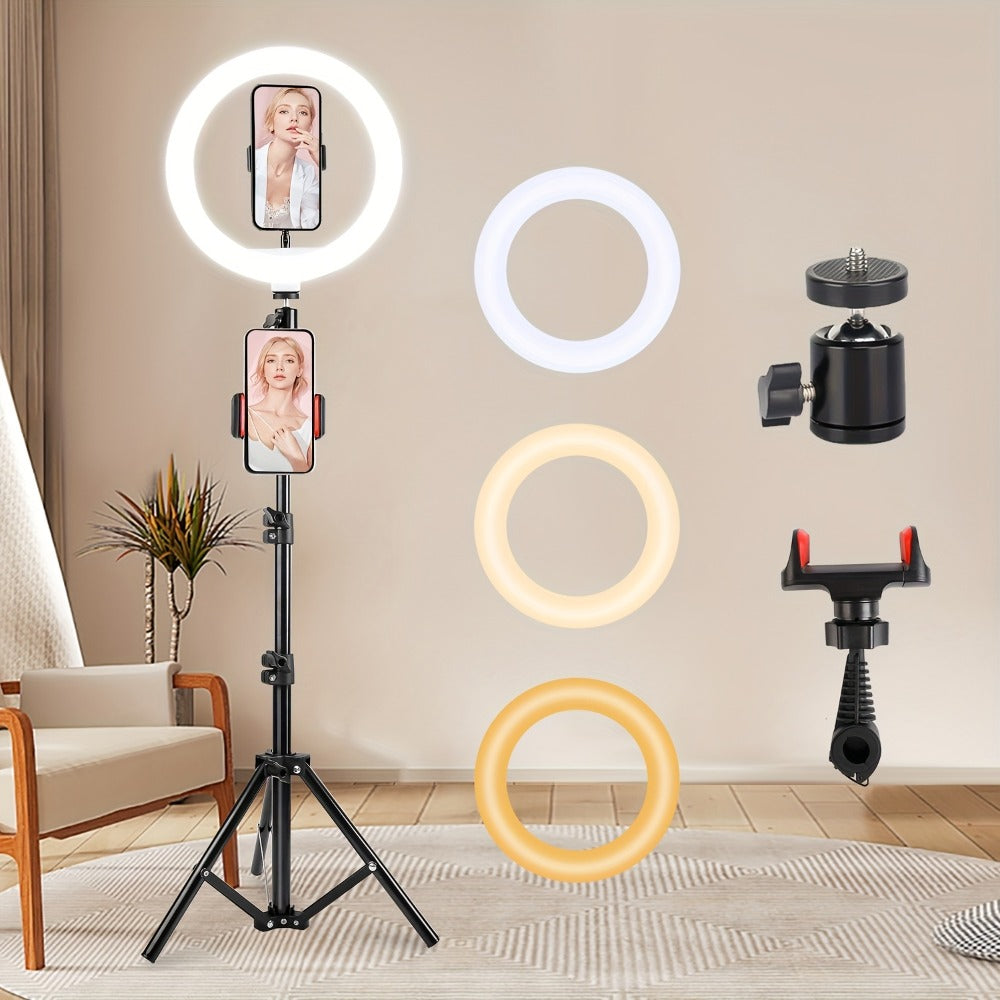 RGB LED Ring Light 43-Inch Adjustable Stand with Phone Holder USB Powered Multicolor Circle Fill Light for Photography Video Recording Streaming Makeup Selfie Outdoor Studio Lighting