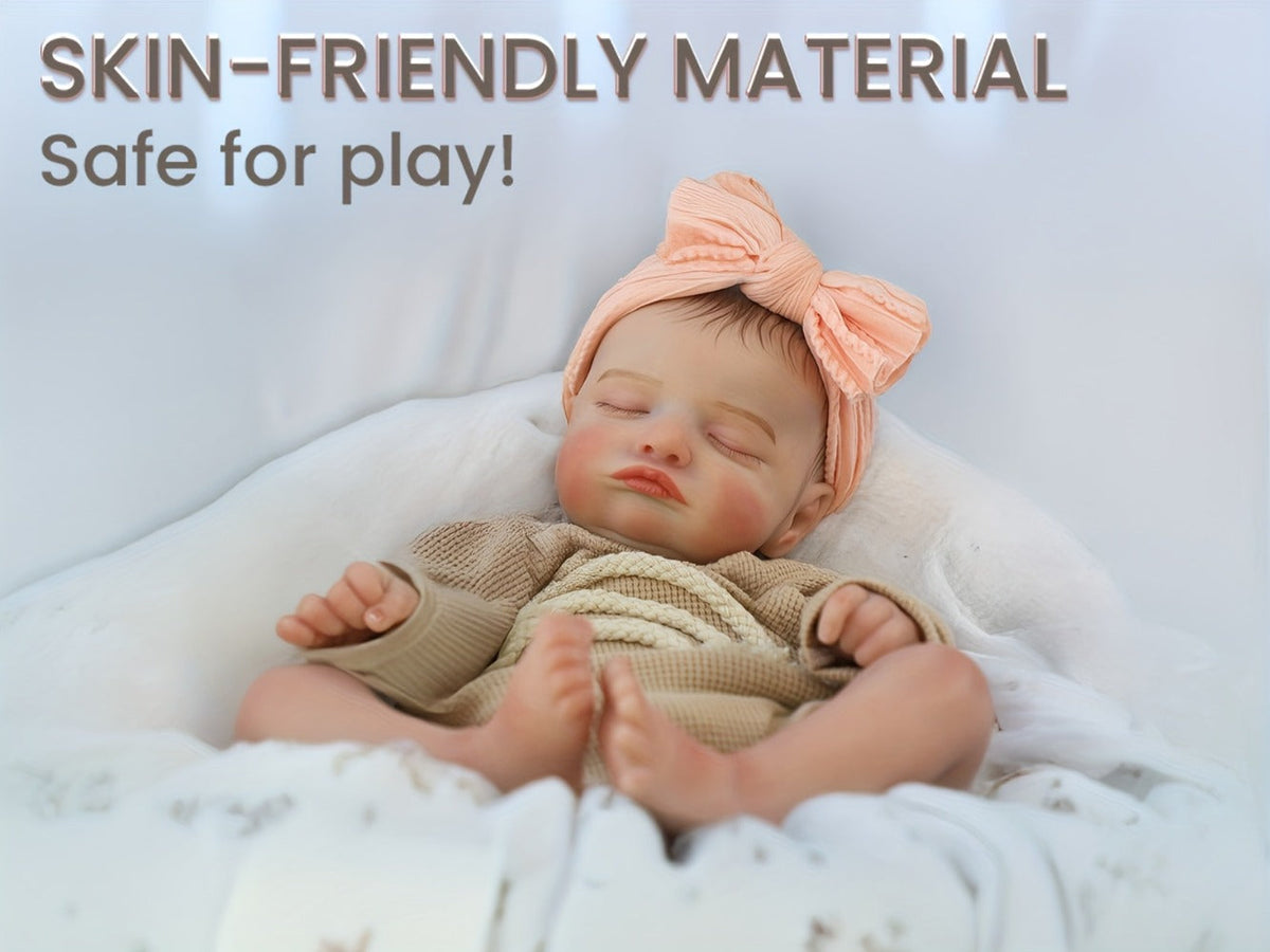 20-Inch Sleeping Reborn Baby Doll with Soft Cloth Body and Feeding Set