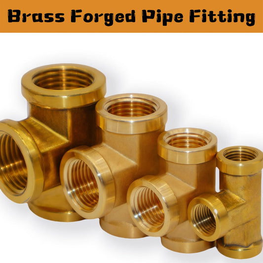 Brass Pipe Tee Fittings, Female NPT 3-Way Connectors, 1/8 to 1/2 Inch