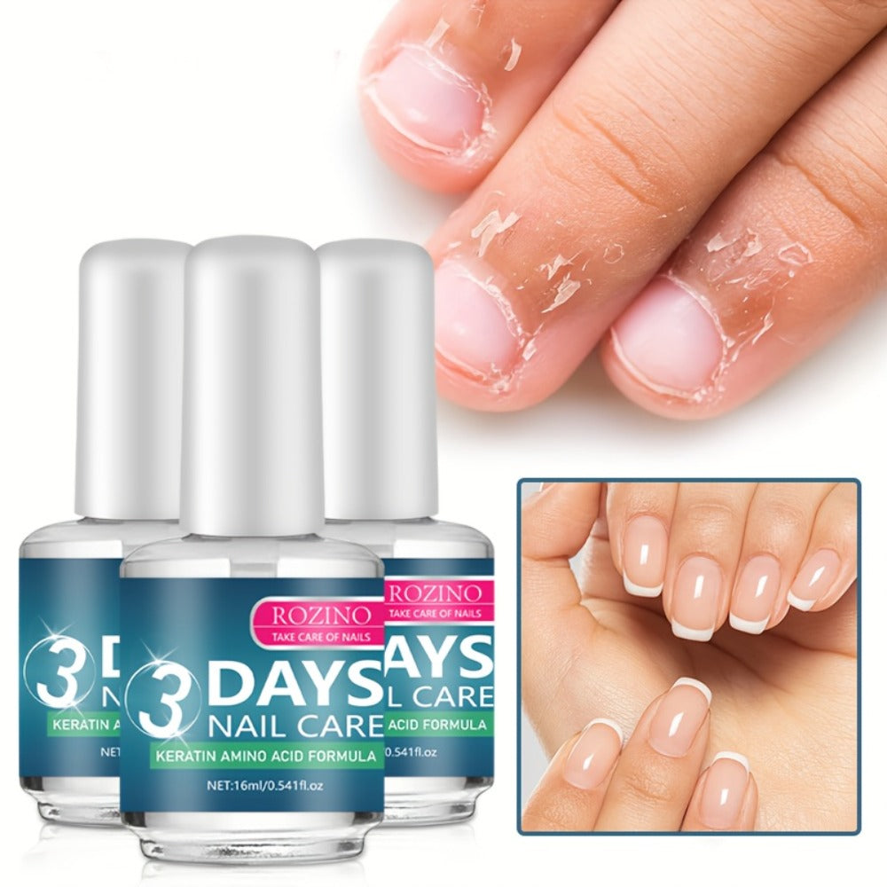 Keratin Nail Strengthening Oil 3-Pack — 3-Day Visible Results Quick-Drying Moisturizing Nail Care Oil, Prevents Peeling Breakage & Delamination, Enhances Nail Gloss for Brittle Fragile Soft Nails Women