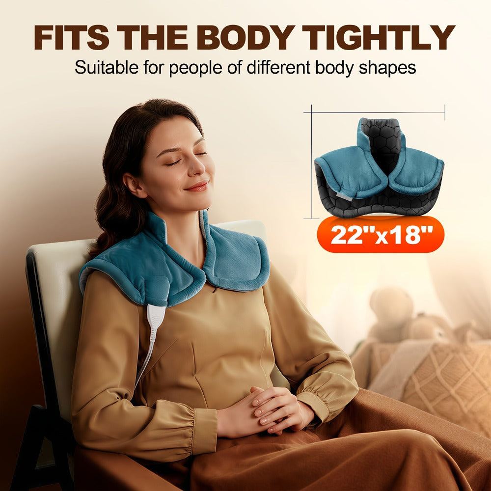 Graphene Heating Pad for Neck Shoulders & Back – 130W Weighted Electric Pad, Soft Flannel, Multiple Heat Settings, Timer & Auto Shut-Off, Machine Washable, 22"x18"