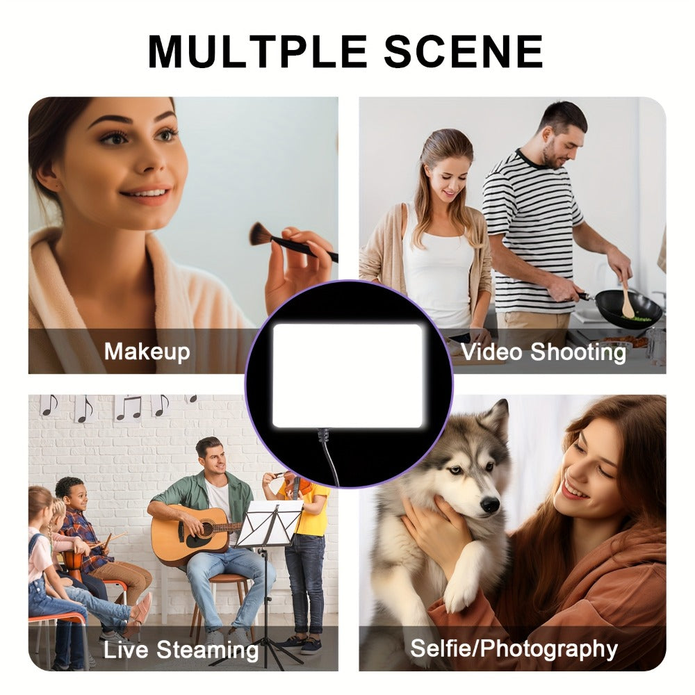 ZOMEI 10in LED Square Light Kit with 43.3in Tripod Stand & Phone Holder - Dimmable 3000K-6000K Studio Photography Lighting for Video Recording, YouTube, TikTok & Game Streaming