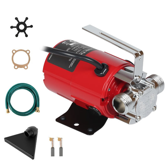 Portable Water Transfer Pump, 330 GPH, 1/10 HP, 120V AC with 1.8 m Hose