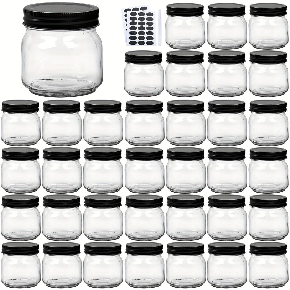 Mason Jars 8oz Glass Jars with Lids – 9/18/27/36 Pack Regular Mouth Canning Jars for Storage, Spices, Jelly, Jam, Honey & Caviar | Dishwasher Safe Spiral Lid Kitchen Storage Containers Set