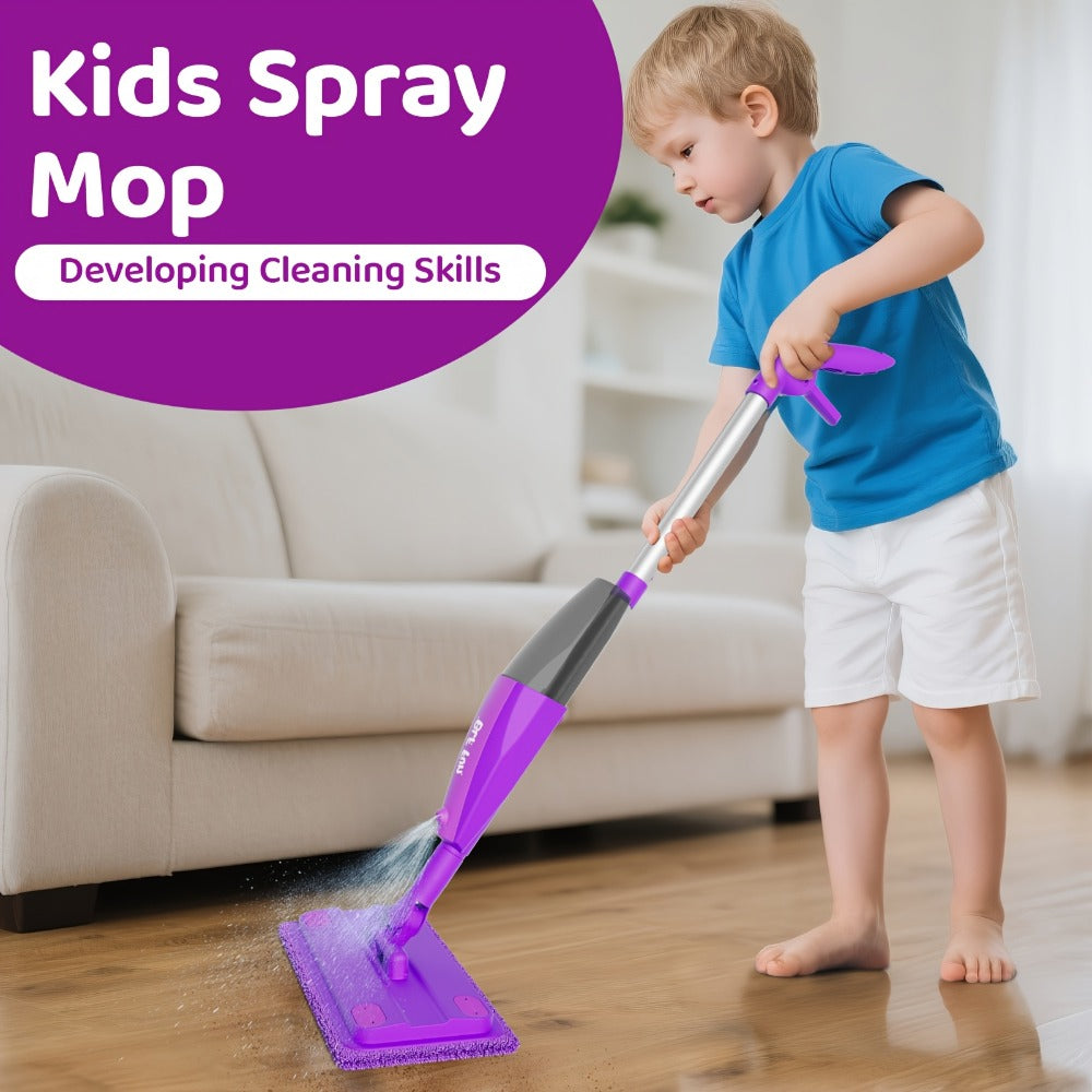 Kids Spray Mop Toy with Water Sprayer for Pretend Floor-Cleaning Play