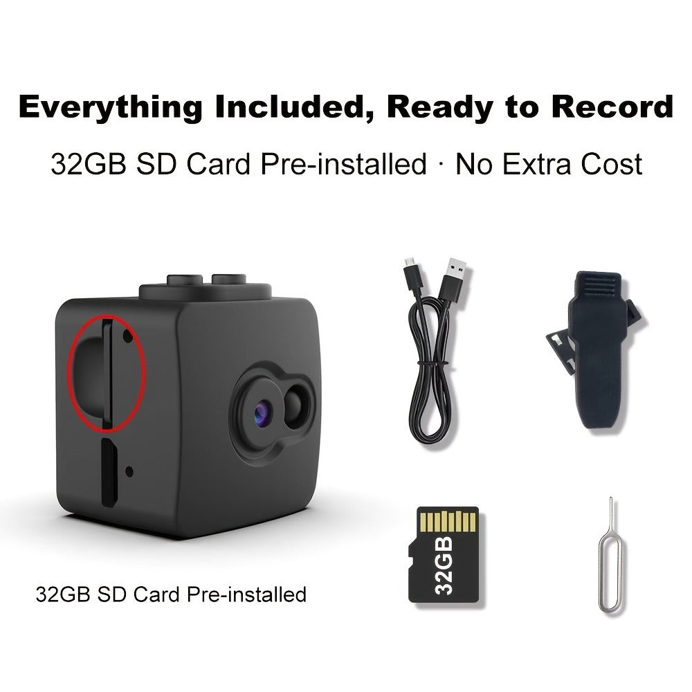 No WiFi Security Camera with SD Card Portable Rechargeable, Plug-and-Play Loop Recording, Hidden Spy Cam for Home Baby Monitor Nanny Pet Office Surveillance – Compact Offline Standalone Camera