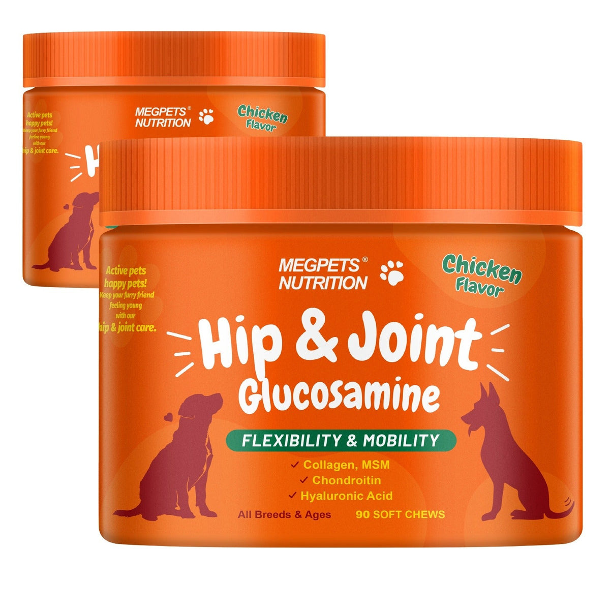 Dog Joint Supplement Chews – Glucosamine, Chondroitin & Alaskan Salmon Oil for Dogs & Cats, Mobility & Cartilage Support, 90 Soft Chews Chicken Flavor, 90-Day Supply