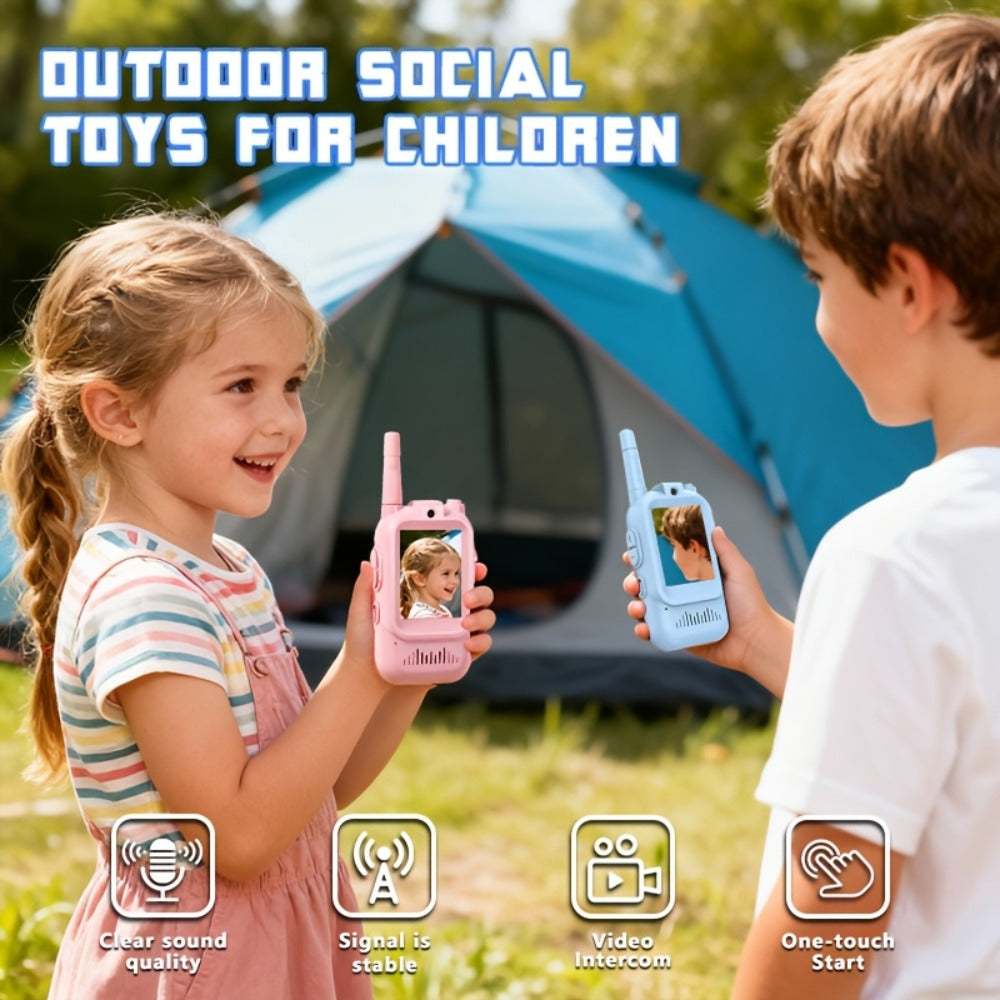 Kids Video Walkie Talkies, Blue and Pink 2-Pack with Voice Changer and Camera