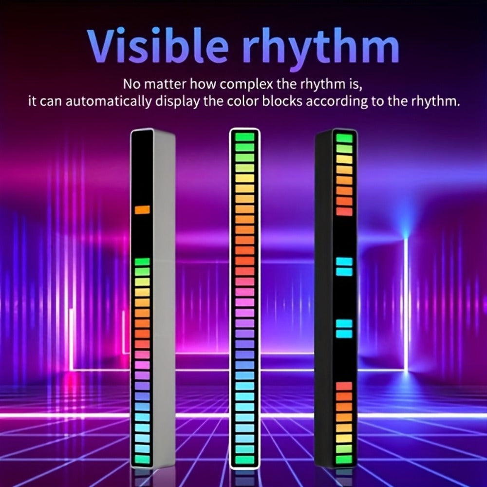 Sound Activated RGB Ambient Light Bars 2/4 Pack – Music Rhythm Sync USB Plug & Play, Color Changing Atmosphere Lights for Gaming Room, Car Interior, Streaming Studio, TikTok & Desk Setup