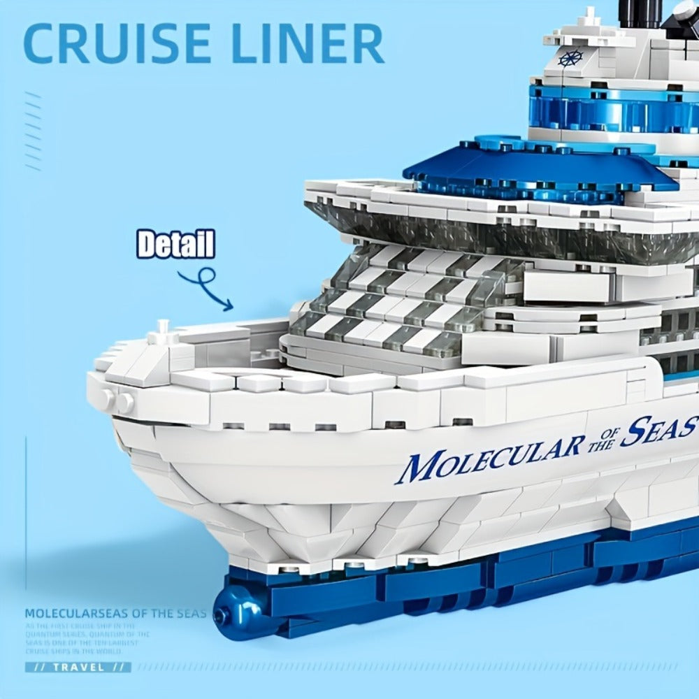 2428-Piece Cruise Ship Building Block Display Model with Nautical Details