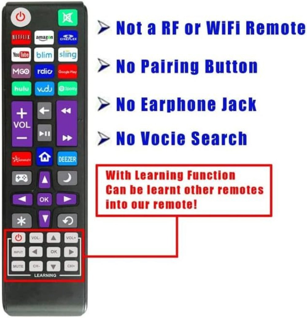 2 Pack Roku TV Universal Remote Replacement – Compatible with TCL Sanyo LG RCA Philips Hitachi Onn Insignia Sharp JVC Roku TV, Apple TV 1 2 3, Bose Wave I II III IV, No Setup Required