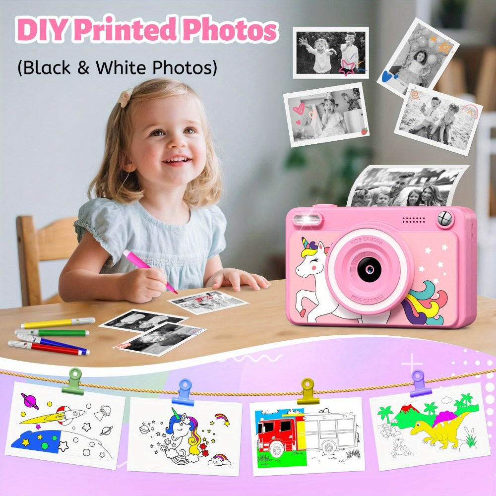 Kids Instant Print Camera 1080P HD, Polaroid Style Photo Printer Camera for Kids with 5 Rolls Paper & 32GB Card, Birthday Christmas Gift for Boys & Girls Ages 3-14, Green, Blue, Pink