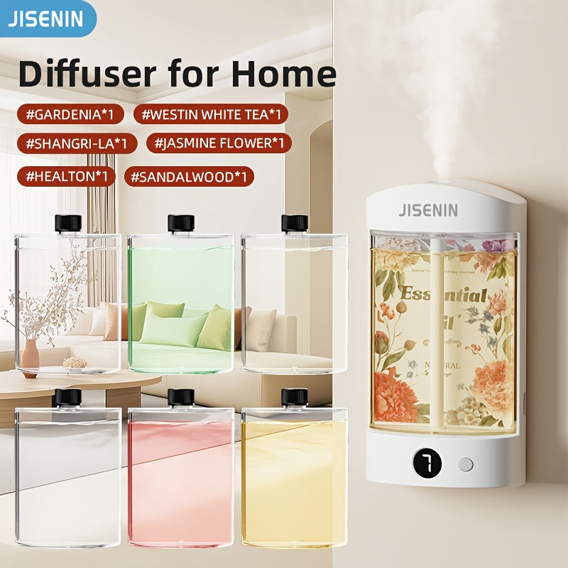 Mini Aroma Diffuser & Humidifier 2-in-1 Portable USB Rechargeable – 7-Level Timer, Silent Operation, LED Display, Auto Shut-Off, Essential Oil Bundles for Home Car Office Travel