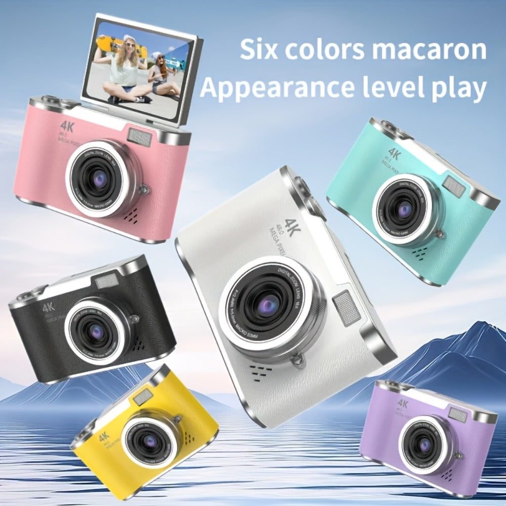 4K HD Digital Camera 2.4-Inch Flip Screen for Beginners Vlogging Photography Video Recording Compact Point and Shoot Camera Perfect Christmas Thanksgiving Gift for Kids Teens Adults