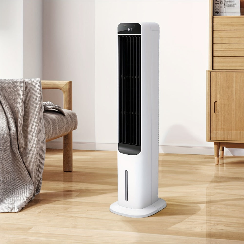 Evaporative Air Cooler Portable 1.32 Gal, 3-in-1 Swamp Cooler Fan Humidifier with Ice Cooling, 4 Ice Packs, 70° Oscillation & Low Noise, Bladeless Tower Fan Air Conditioner for Bedroom Kitchen Office