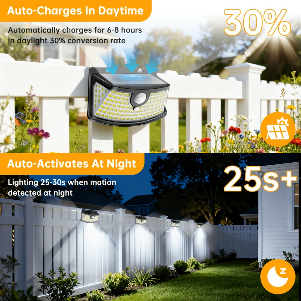Solar Step Lights Outdoor 120 LED Motion Sensor – 270° Wide Angle IP65 Waterproof Wall Light with 3 Modes | 18-Hour Solar Powered Stair Light for Pathway, Fence, Garage & Deck | 4/6/8 Pack