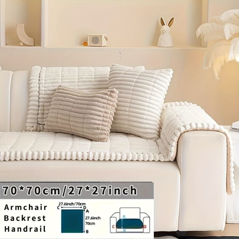 Sofa Cushion Cover Plush Velvet Washable Seat Pad Wavy Edge Soft Kapok Filling for Couch Loveseat 1 2 3 4 Seater — Easy Install Home Decor Protection