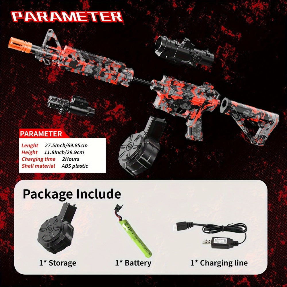 Large Drum Magazine Automatic Dual Mode Foam Blaster – Full Auto & Semi-Auto Outdoor Team Battle Toy Gun for Kids Boys Ages 8+, Christmas Birthday Gift Red