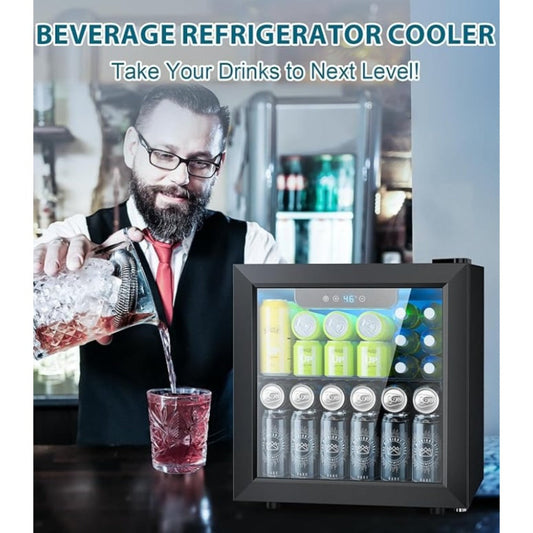 Wine and Beverage Cooler, 9.51 Gallons with Touch Control and LED Lighting, Black
